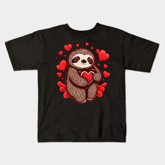 Sloth Valentines Kids T-Shirt by pako-valor